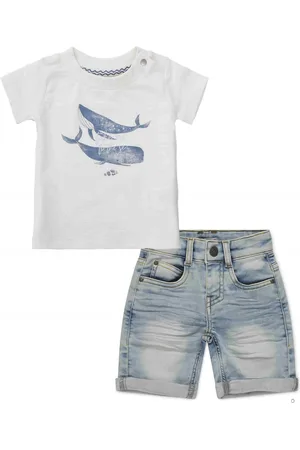 Noppies Kledingset - 2delig - Short Nils Blue Jeans - Shirt Montevallo Pristine