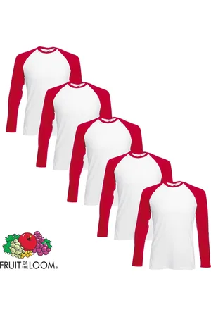 Fruit Of The Loom 5 pack Longsleeve T-shirts /Wit XXXL (3XL)