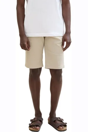 TOM TAILOR Heren Short SLIM PRINTED CHINO slim fit Beige Volwassenen