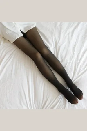 Merkloos AMK´s Dames Legging Zwart - (maat XL: 65 t/m 95 kilo) Panty - Look like skin - 80 grams gevoerd - Fake doorschijnend