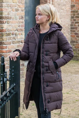Merkloos Lange dames winterjas - Gewatteerd en getailleerd -