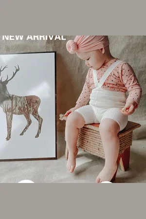 Merkloos Little koekies Baby maillot/legging met bretels kort - 6-12 maanden