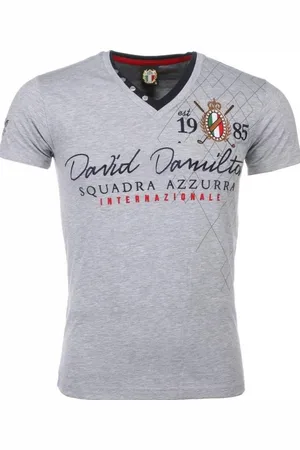 DAVID COPPER Italiaanse T-shirt - Korte Mouwen Heren - Borduur Squadra Azzura