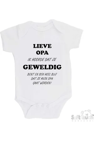 Merkloos 100% katoenen Romper "Lieve opa ik hoorde dat je geweldig bent en ben heel blij dat je mijn opa gaat worden!" Unisex Katoen Wit/zwart