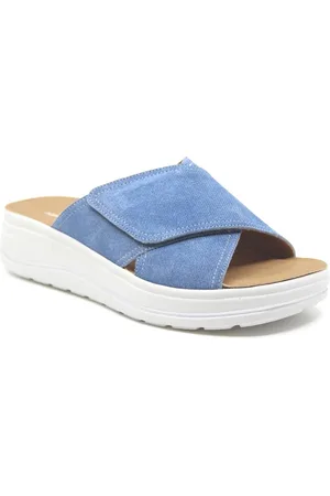 Hartjes 122.2001/40 12.00, Jeansblauwe slippers wijdte H