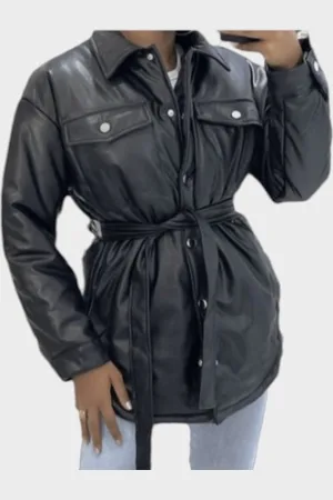 Merkloos Dilena fashion leder faux jas -gewatteerd-zakken