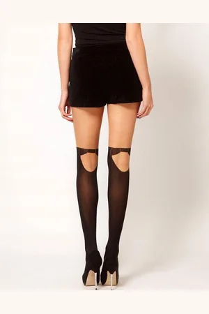 Pretty Polly Fashion - Formal Mock Hold up Panty - One Size - Eur 36 tot 42 - Zwart/Beige - AQF7