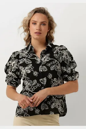 Jansen Amsterdam Wge722 Embroidered Blouse 3/4 Puffed Sleeve Blouses Dames -