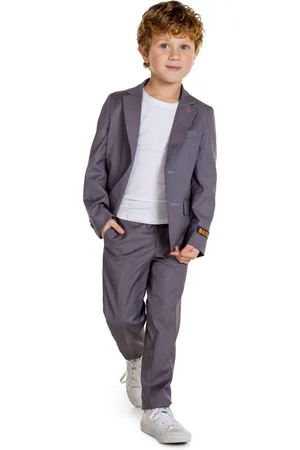 OppoSuits Daily Dark Grey - Casual Jongens Pak - Voor Bruiloften, Schoolfeesten en Casual Chic - Inclusief Pantalon en Blazer -