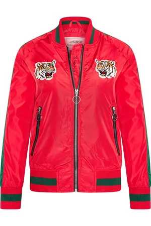 Subprime MHM Fashion - Kinderjas maat S zomer Bomber Jacket Tiger Heads Zwart - Rood
