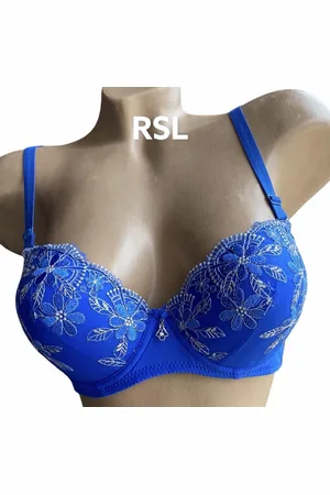 Merkloos BH push up met borduursel 65B/70A blauw