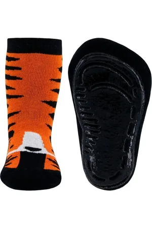 Ewers Antislip sokken Tijgertje zwart met oranje