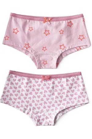 Little Label Hipster 2-pack - hearts lilac pink & star lilac pink - maat: 158/164 - bio-katoen