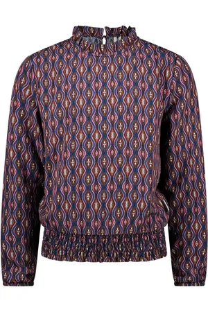 B.Nosy Meisjes blouse wavy print bruin - Venna - Victorious AOP
