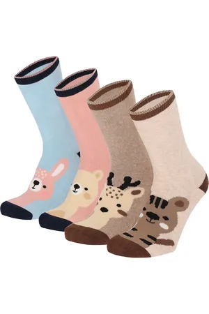Apollo Huissokken Meisjes Kind 4-Pack Dierenprint Antislip