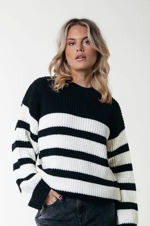 Colourful rebel Alba Stripe Loose Fit Knit Sweater- M