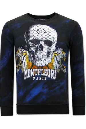 TONY BACKER Heren Sweater met Print - Skull Tiger - 3680