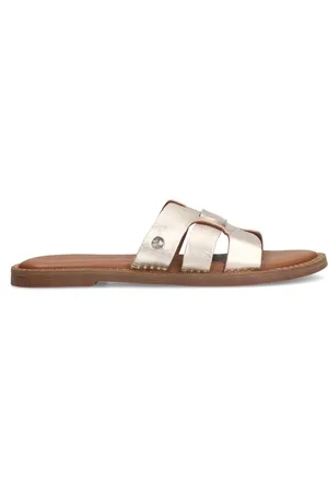 No Stress Dames - Gouden leren slippers