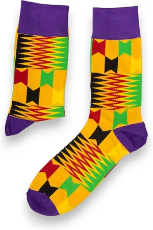 Merkloos Afrikaanse sokken / Afro sokken / Kente sokken - Paars - Afrika print kousen / Vrolijke sokken