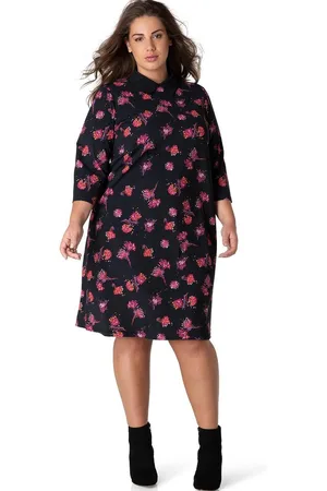Yest Jurk print uni kraagje 105CM
