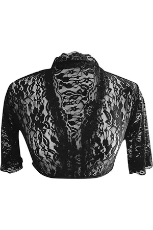 Merkloos Elegante V-Hals Kanten Blouse voor Dames - Doorschijnend Mesh - Kort Mouw Crop Top -