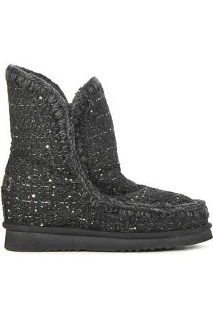 Mou Enkellaarsjes Dames - Pantoffels / Damesschoenen - Canvas - inner wedge tweed -