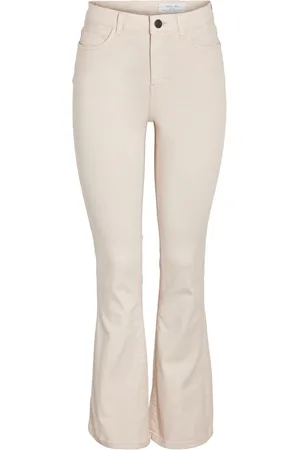 Noisy May Jeans Nmsallie Hw Flare Jeans Oatmeal Noo 27029277 Oatmeal Dames