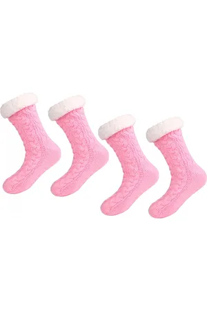 Merkloos Huissokken - 2 Paar - Huissokken Dames - Anti Slip Sokken - Fleece Sokken - Dikke Sokken - One Size - 35-40 - Dikke - Bedsokken - Fluffy Sokken - Verwarmde sokken - Gevoerde Sokken - Winter Sokken - Cadeautip - Kerst
