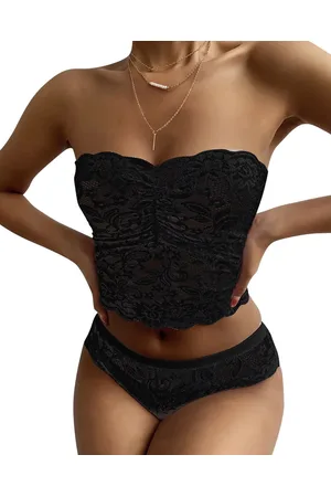 Merkloos Elegante Lingerie set strapless deluxe - Elastische top en slip - Sexy figuurtjes - Semi-transparant - Aansluitend - Verleidelijk