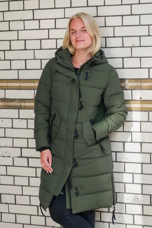 Merkloos Lange dames winterjas - Gewatteerd en getailleerd -