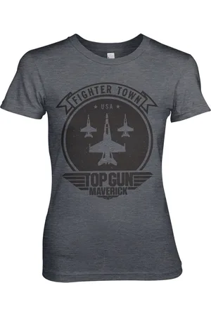 Top Gun Maverick Fighter Town Girly Tee Damen T-Shirt Dark-Heather-2XL
