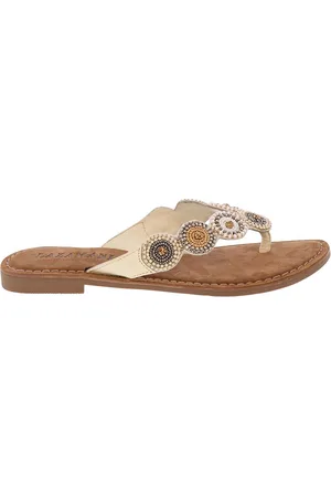 Lazamani Luna Leren Dames Slippers Off-White