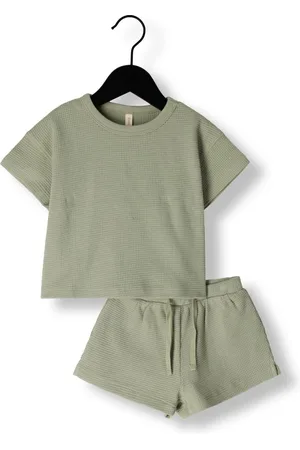 Quincy Mae Waffle Tee + Short Set Sage Boxpakken Unisex -