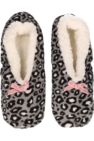 Apollo Grijze panterprint/luipaardprint ballerina pantoffels/sloffen voor dames - Dierenprint huissloffen voor vrouwen 37-39