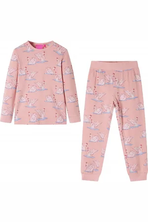 vidaXL Kinderpyjama - met - lange - mouwen - 140 - lichtroze