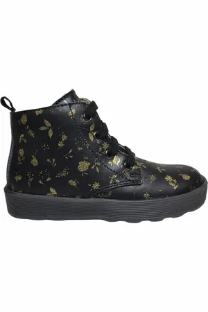 Falcotto Veter rits gouden blaadjes lederen schoenen Arawn zwart mt 24