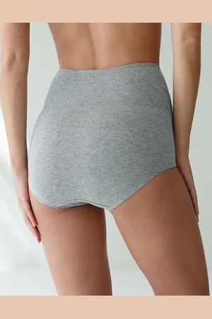 Merkloos Hoge Taille Slips - 95% Katoen - Ondergoed Dames - XXL - - 6 Stuk