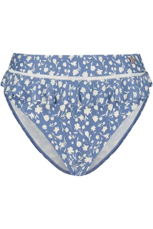 Beachlife Flower Fest high waist bikinibroekje - Blauw/Wit - Bloemenprint