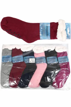 Merkloos Huissokken Met Anti Slip - Voor Dames - One Size - Kerstsokken - Wintersokken