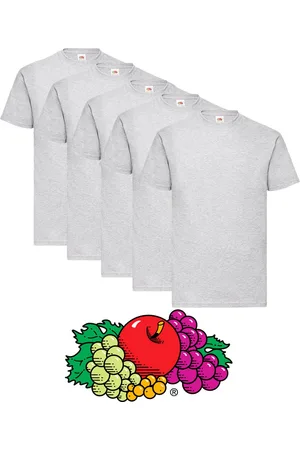 Fruit Of The Loom 5 pack Grijze shirts ronde hals maat M Value Weight