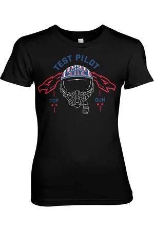 Top Gun Test Pilot Girly Tee Damen T-Shirt Black-2XL