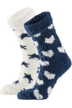 Apollo Dames bedsokken - 2-pak navy/ecru - maat 36-41 - hartjes/sterren