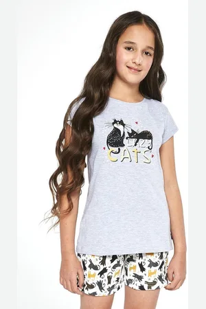Cornette Katoenen Pyama Meisjes | Korte Mouw Korte Broek | Pyjama Meisjes | Shortama Meisjes | Cats 787/87 788/87 86/92