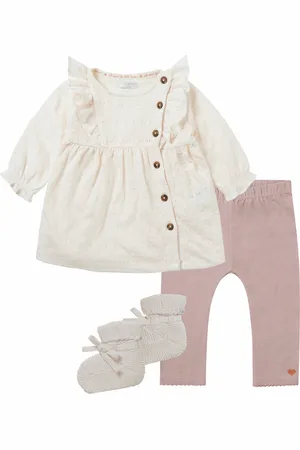 Noppies Kledingset - Meisjes - 3delig - Jurk Noble met kant - Legging Vicenza Fawn - gebreide slofjes Nelson