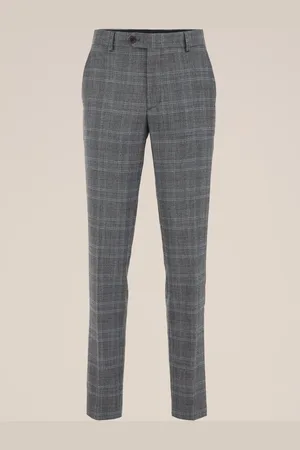 WE Fashion Heren slim fit geruite flanel pantalon