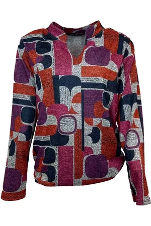 Merkloos Blouse N215 cyclaam print LM Pink Lady naam XL