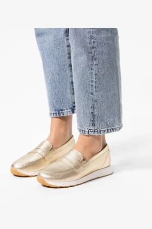 No Stress Dames - Gouden leren loafers