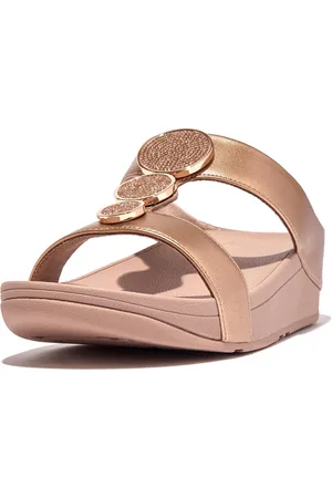FitFlop Halo Bead-Circle Metallic H-Bar Slides