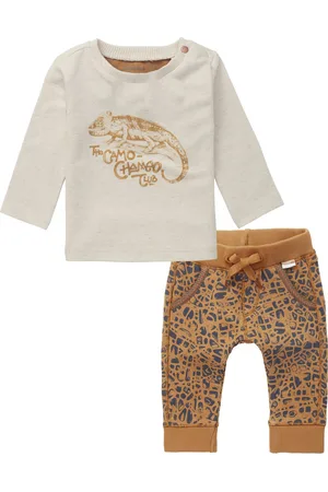 Noppies Kledingset - 2delig - Broek met prints - Shirt Oatmeal met print