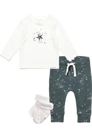 Noppies Kledingset - Unisex - 3delig - Broek Jos - Shirt Lux Snow - 1 paar sokjes wit